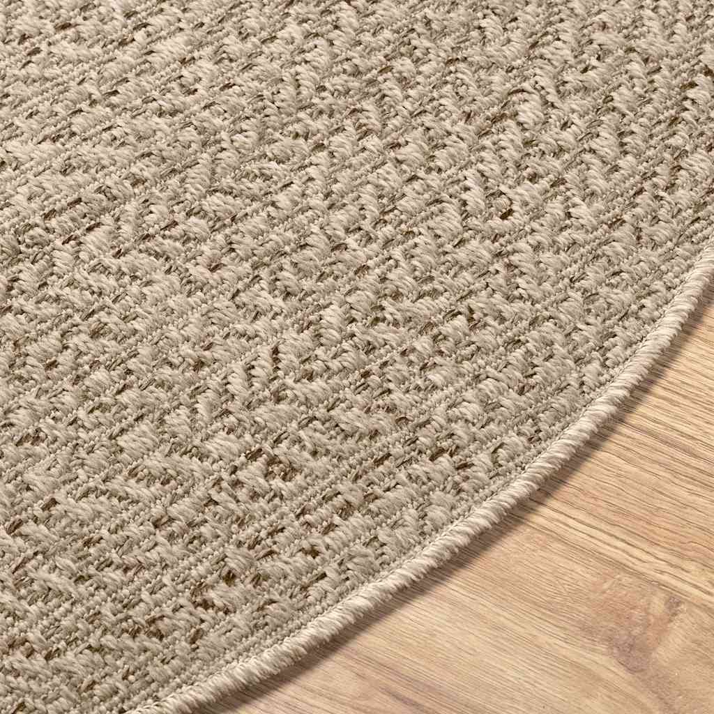 Vloerkleed ZIZUR beige binnen en buiten Ø 120 cm jute look