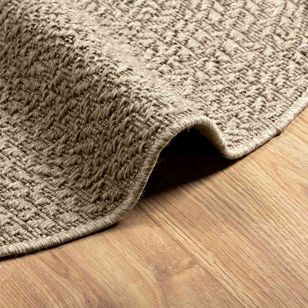 Vloerkleed ZIZUR beige binnen en buiten Ø 120 cm jute look