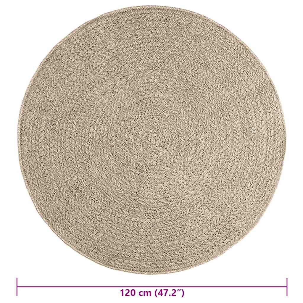 Vloerkleed ZIZUR beige binnen en buiten Ø 120 cm jute look