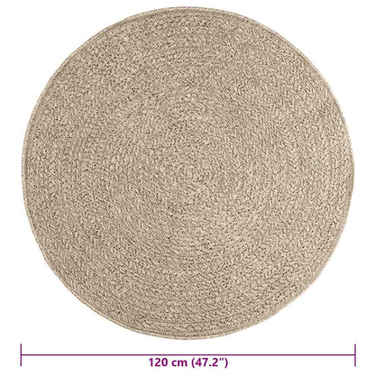 Vloerkleed ZIZUR beige binnen en buiten Ø 120 cm jute look