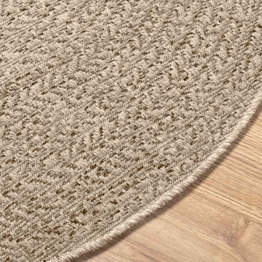 Vloerkleed ZIZUR beige binnen en buiten Ø 160 cm jute look