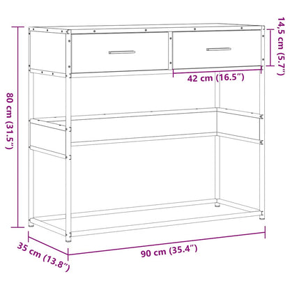 Wandtafel 90x35x80 cm bewerkt hout zwart