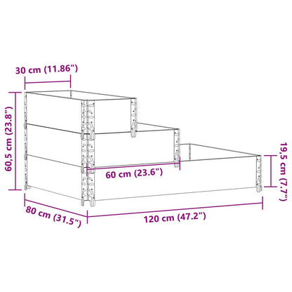 Verhoogde plantenbak 3-laags 120x80 cm massief grenenhout