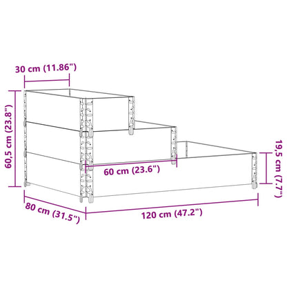 Verhoogde plantenbak 3-laags 120x80 cm massief grenenhout zwart