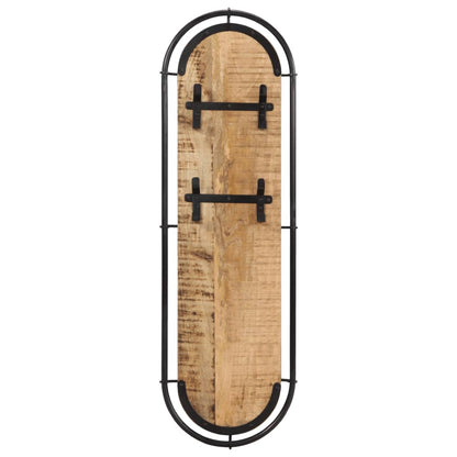 Wandkapstokken 2 st met 4 haken massief ruw mangohout