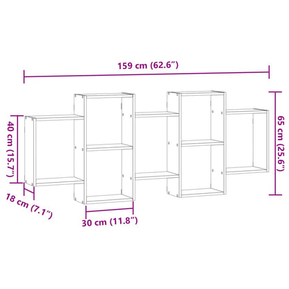 Wandschap 159x18x65 cm bewerkt hout betongrijs