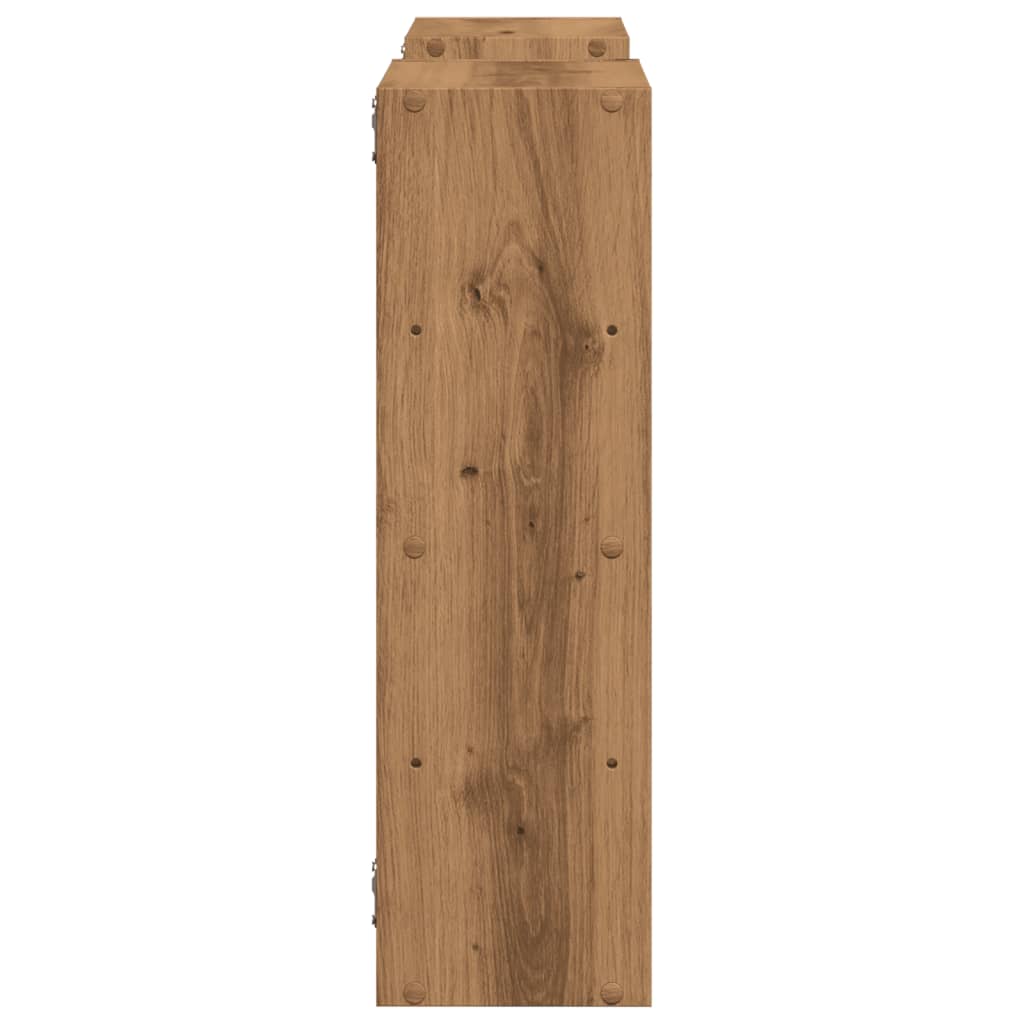 Wandschap 96x18x60 cm bewerkt hout artisanaal eikenkleurig