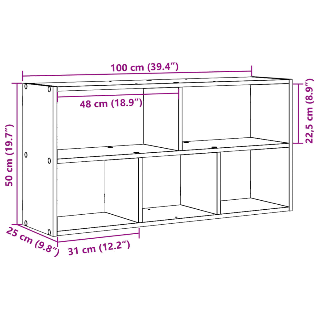 Wandschap 100x25x50 cm bewerkt hout wit