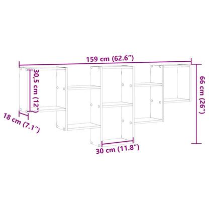 Wandschap 159x18x66 cm bewerkt hout oud houtkleurig