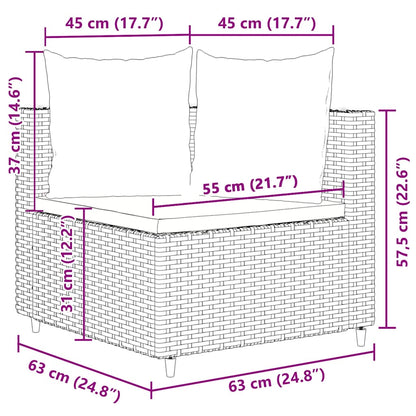 10-delige Loungeset met kussens poly rattan bruin