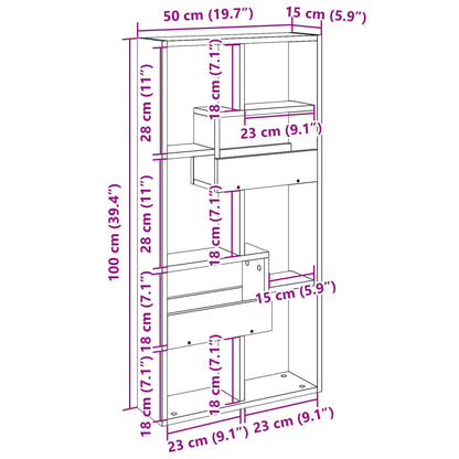 Wandkast 50x15x100 cm bewerkt hout zwart