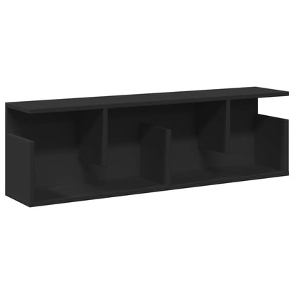 Wandkast 100x20x30 cm bewerkt hout zwart