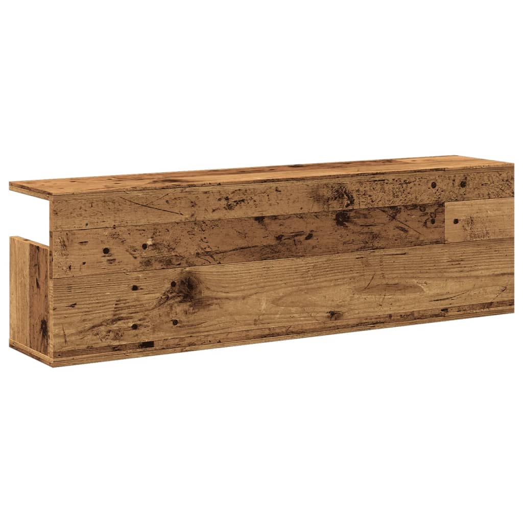 Wandkast 100x20x30 cm bewerkt hout oud houtkleurig