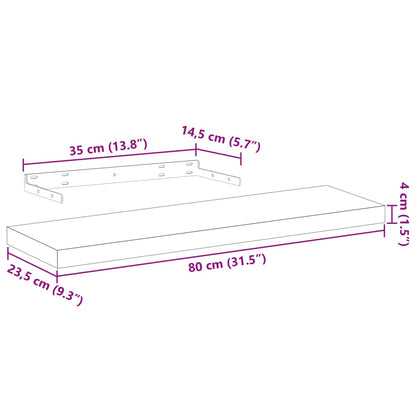 Wandschapppen 4 st 80x23,5x4 cm bewerkt hout