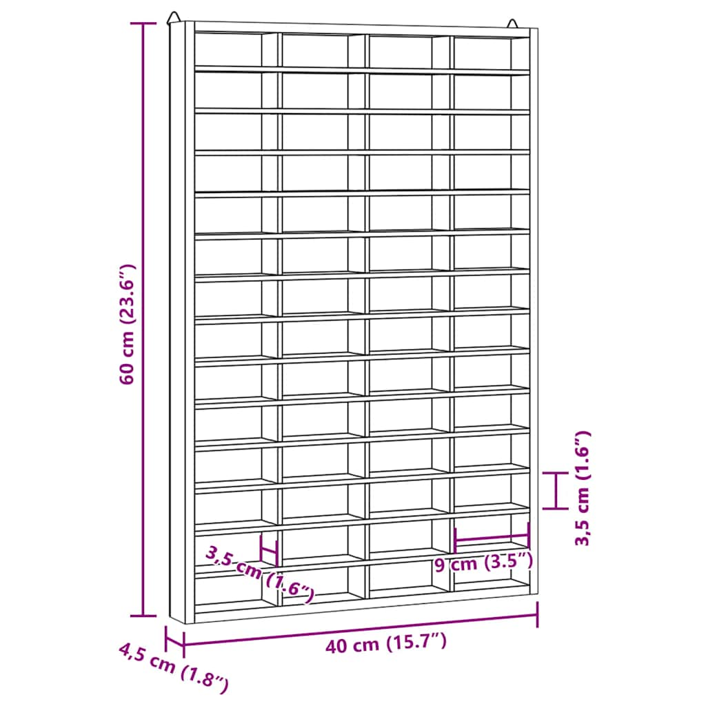 Wandkast met 56 vakken 40x4,5x60 cm