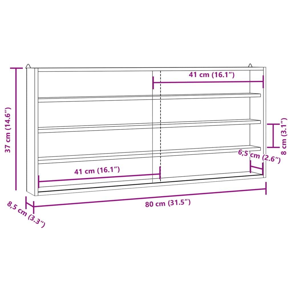 Wandkast met deuren 80x8,5x37 cm