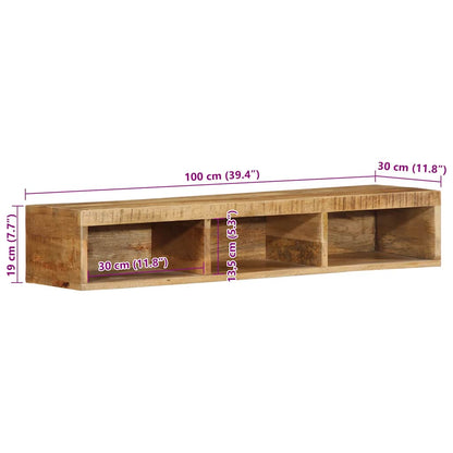 Tv-meubel wandmontage 100x30x19 cm massief ruw mangohout