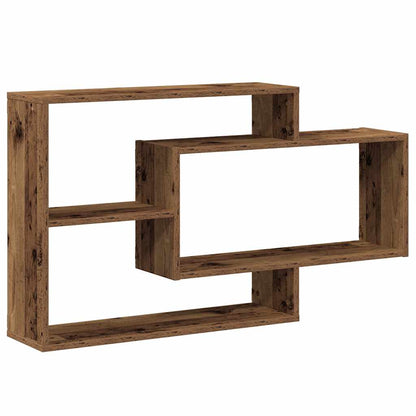 Wandschap 104x20x58,5 cm bewerkt hout oud houtkleurig