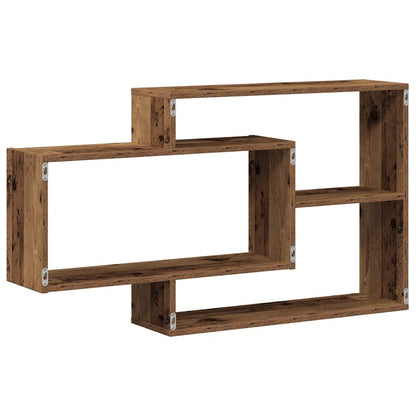 Wandschap 104x20x58,5 cm bewerkt hout oud houtkleurig