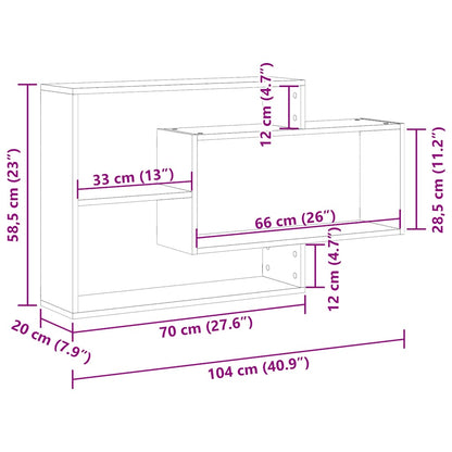 Wandschap 104x20x58,5 cm bewerkt hout oud houtkleurig