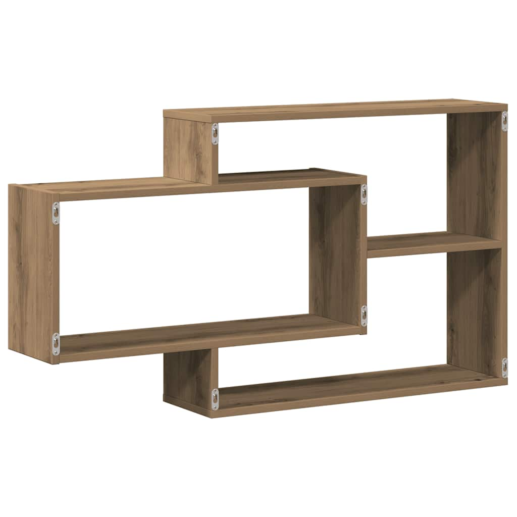 Wandschap 104x20x58,5 cm bewerkt hout artisanaal eikenkleurig