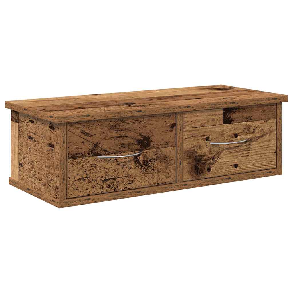 Wandkast 60x26x18,5 cm bewerkt hout oud houtkleurig