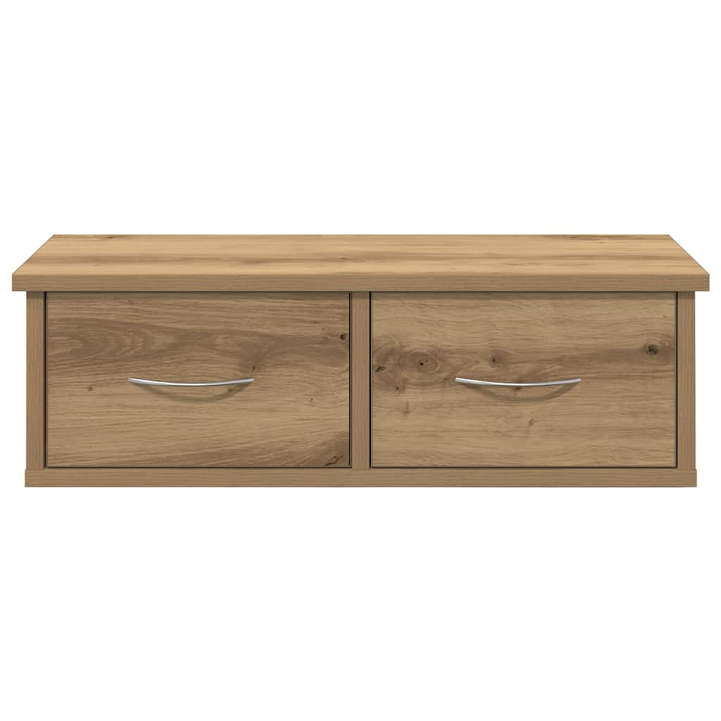 Wandkast 60x26x18,5 cm bewerkt hout artisanaal eikenkleur