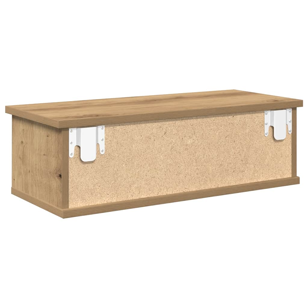 Wandkast 60x26x18,5 cm bewerkt hout artisanaal eikenkleur