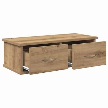 Wandkast 60x26x18,5 cm bewerkt hout artisanaal eikenkleur