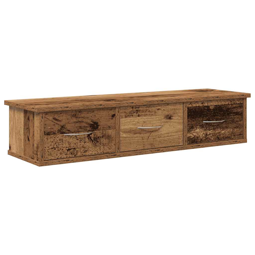 Wandkast 88x26x18,5 cm bewerkt hout oud houtkleurig