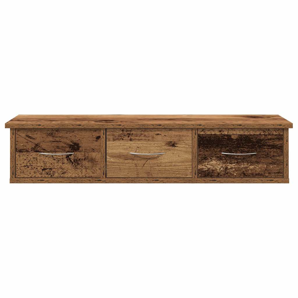 Wandkast 88x26x18,5 cm bewerkt hout oud houtkleurig