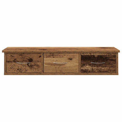 Wandkast 88x26x18,5 cm bewerkt hout oud houtkleurig