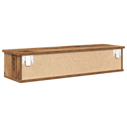 Wandkast 88x26x18,5 cm bewerkt hout oud houtkleurig