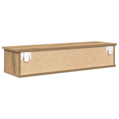 Wandkast 88x26x18,5 cm bewerkt hout artisanaal eikenkleur