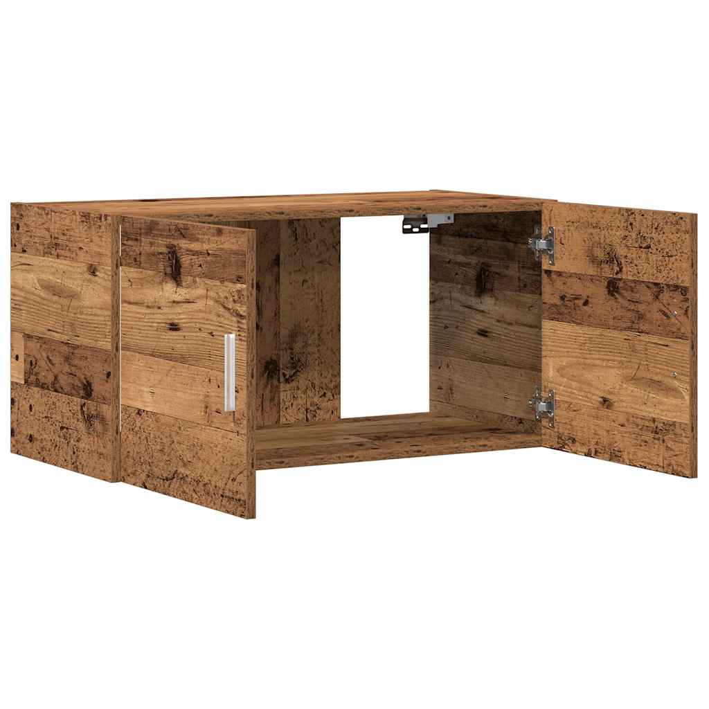 Wandkast 80x39x40 cm bewerkt hout oud houtkleurig