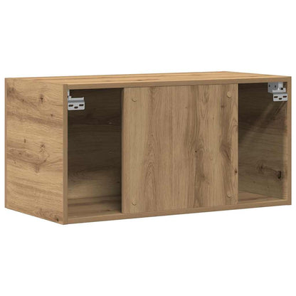 Wandkast 80x39x40 cm bewerkt hout artisanaal eikenkleurig