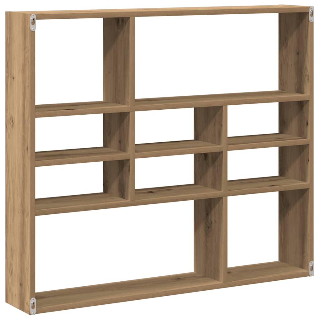 Wandschap 90x16x78 cm bewerkt hout artisanaal eikenkleurig