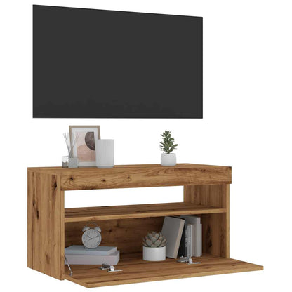 Tv-meubels met LED 2 st bewerkt hout artisanaal eiken