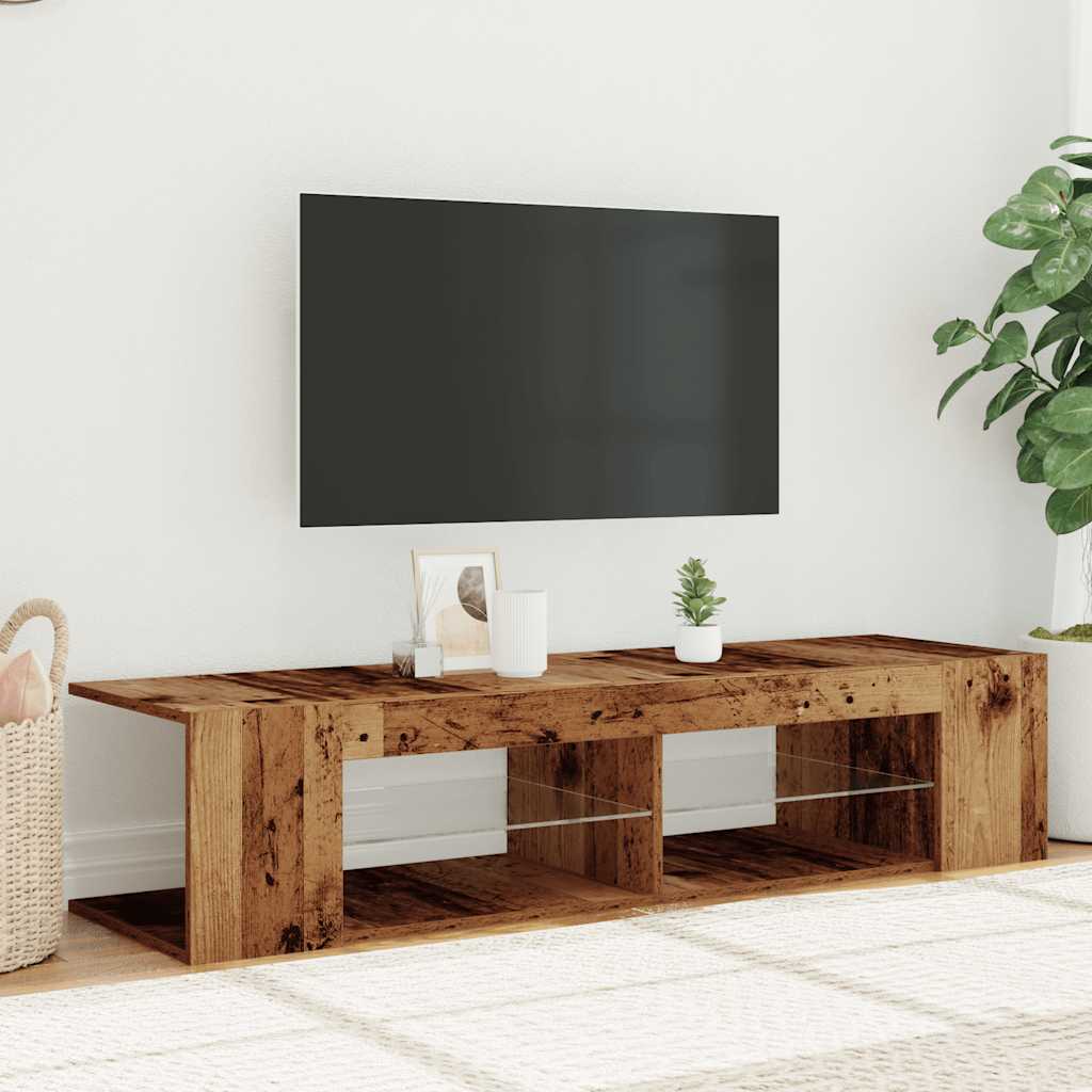 Tv-meubel met LED 135x39x30 cm bewerkt hout oud hout