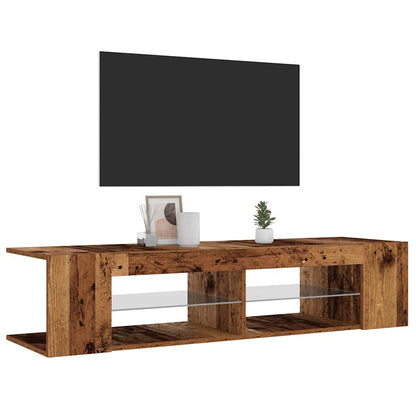 Tv-meubel met LED 135x39x30 cm bewerkt hout oud hout