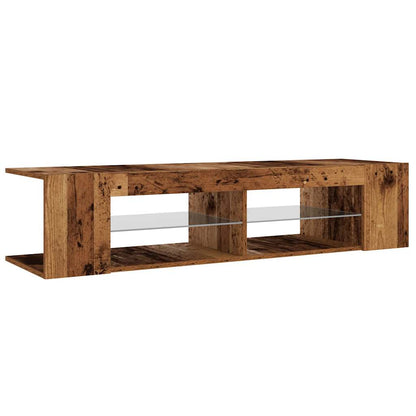 Tv-meubel met LED 135x39x30 cm bewerkt hout oud hout