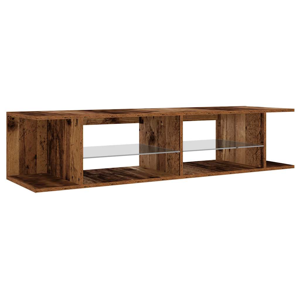 Tv-meubel met LED 135x39x30 cm bewerkt hout oud hout