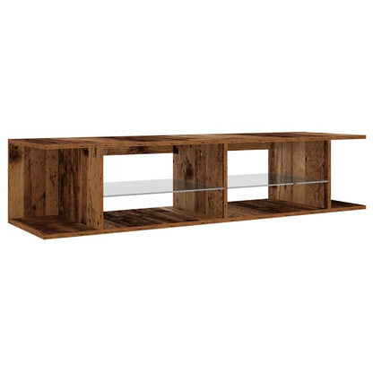 Tv-meubel met LED 135x39x30 cm bewerkt hout oud hout