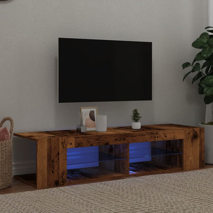 Tv-meubel met LED 135x39x30 cm bewerkt hout oud hout