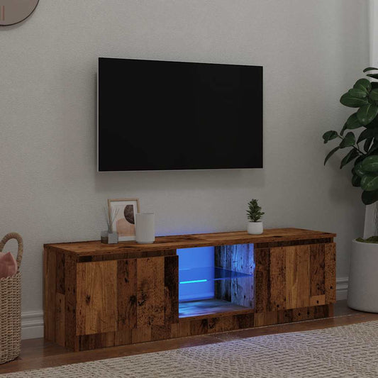 Tv-meubel met LED 120x30x36 cm bewerkt hout oud hout