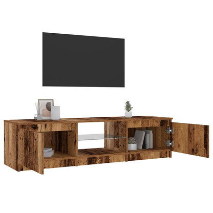 Tv-meubel met LED 140x40x35,5 cm bewerkt hout oud houtkleurig