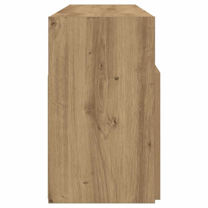 Tv-meubel met LED 120x30x50 cm bewerkt hout artisanaal eiken