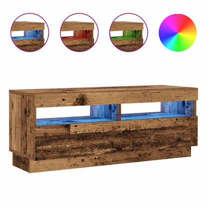 Tv-meubel met LED 100x35x40 cm bewerkt hout oud hout