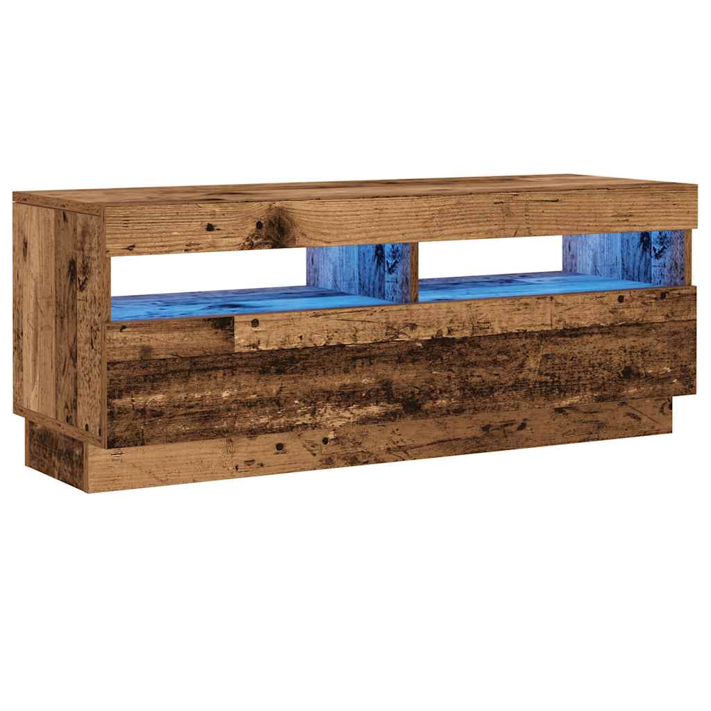 Tv-meubel met LED 100x35x40 cm bewerkt hout oud hout