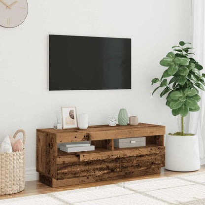 Tv-meubel met LED 100x35x40 cm bewerkt hout oud hout